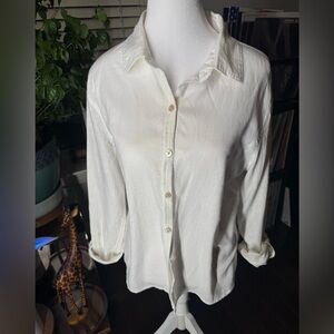 Orvis Linen Women's White Button-Down Shirt